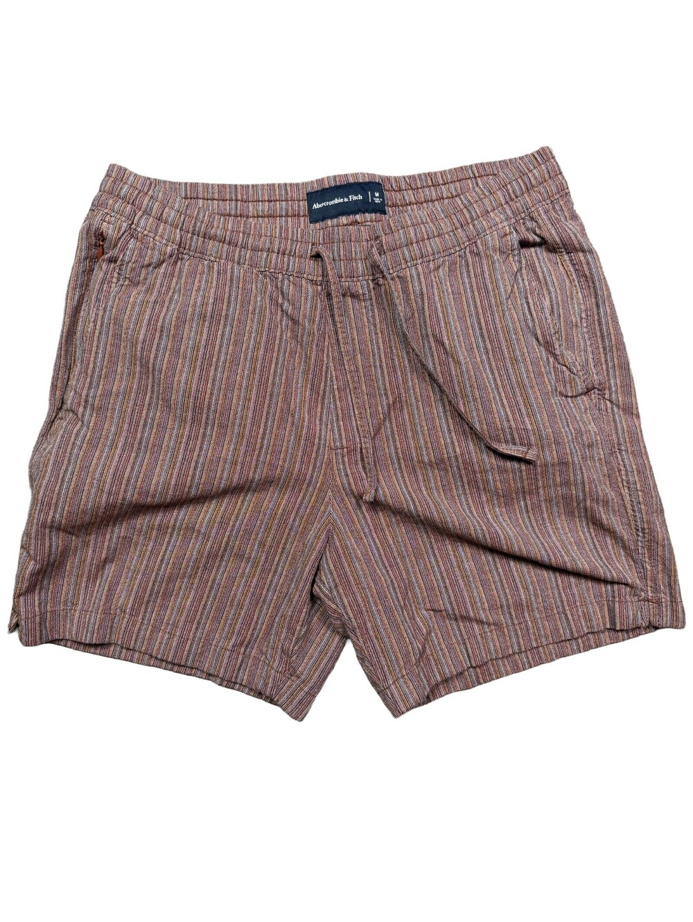Abercrombie Fitch Mens Woven Shorts M Striped Drawstring Cotton 6" Inseam